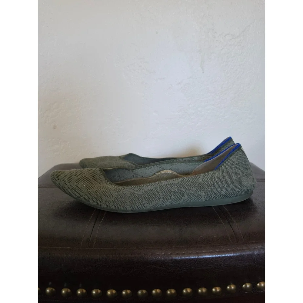 Rothy's Army Green Pointed Toe‎ Resort Footfriendly Ballet Flats sz 9.5